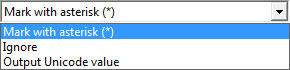 Image shows the drop down list of options for Unknown Characters.