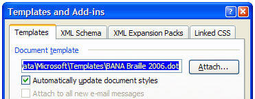 Image shows Word's Templates and Add-ins dialog.