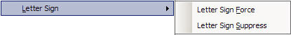 Image shows the "Letter Sign" drop down list.