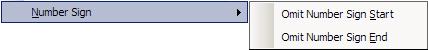 Image shows the "Number sign" drop down list.