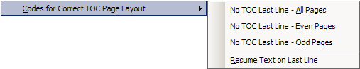 Image shows the "Codes for Correct TOS Page Layout" drop down box.
