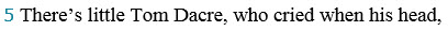 One numbered poetic line with the LineNums character style applied to the line number