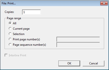 Image shows the Print dialog for print documents.