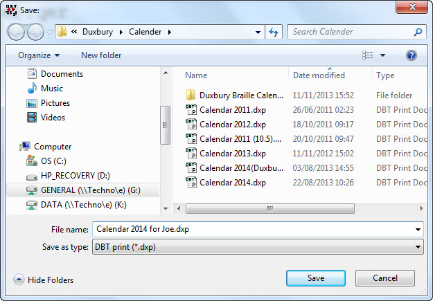 Image shows the File: Save dialog.