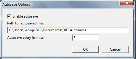 Image shows Autosave Options dialog.