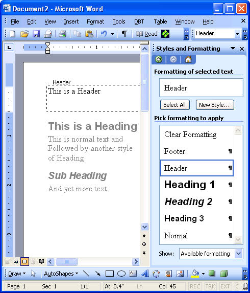 conflence import word document headings