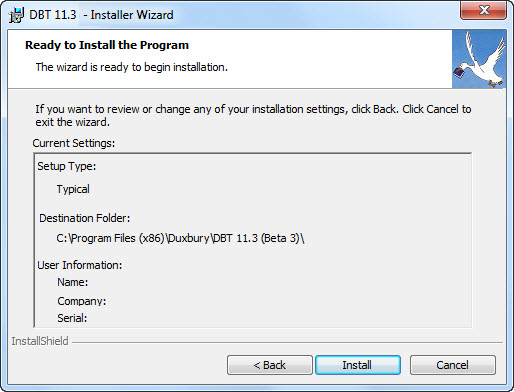 Ready to Install dialog