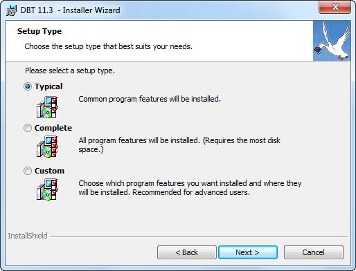 Setup Type dialog