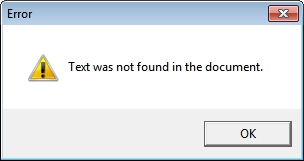 Image showing message which appears if no text is found.