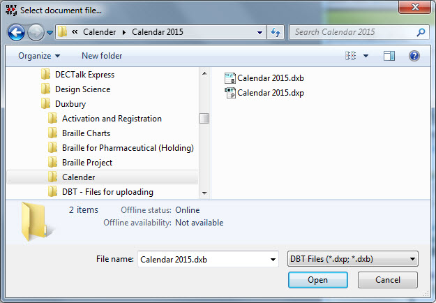 Image shows the Open File dialog, which is actually titled "Select document file".