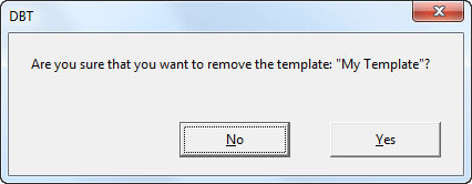 Image shows warning message saying "Are you sure you want to remove the template xyz.?