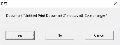 Image showing Save confirmation dialog with three buttons. Yes, No and Cancel.