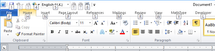 how do you move vertical axis using hot keys in word