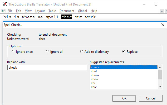 Image of the Spell Check dialog.