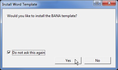 Install Word Template dialog