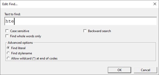 Image shows the Find dialog.