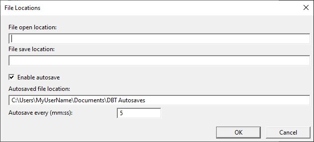 Image shows Autosave Options dialog.