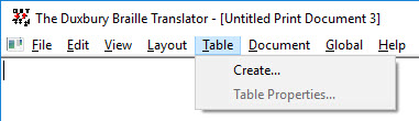 Image shows the "Tables" drop down menu.
