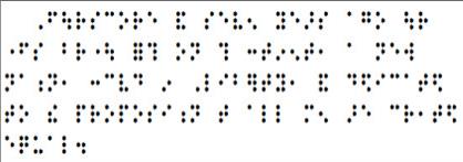 Image shows DBT screen with braille font displayed.