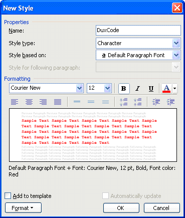 Image of Reset Style Dialog