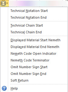 Math Codes Menu