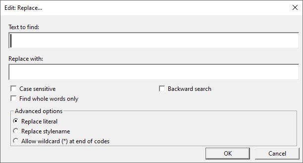 Image shows the Edit: Replace dialog