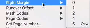 Image shows Right Margin with sub-menu.