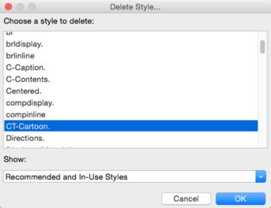 Image shows the Delete Style dialog