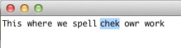 Image shows example of where DBT's Spell checker has found a miss-spelled word