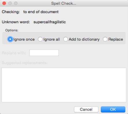 Image of the Spell Check dialog.