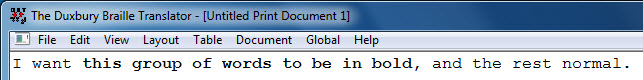 Image shows text with the words "this group of words to be in bold," now showing in bold.
